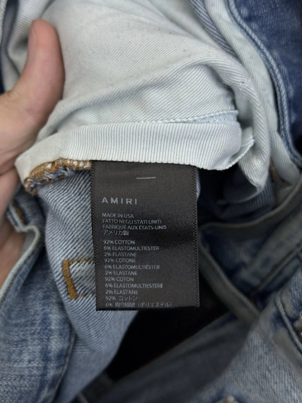 Amiri Jeans Blue Crystal Shiny Stones - Deadstockdenimla