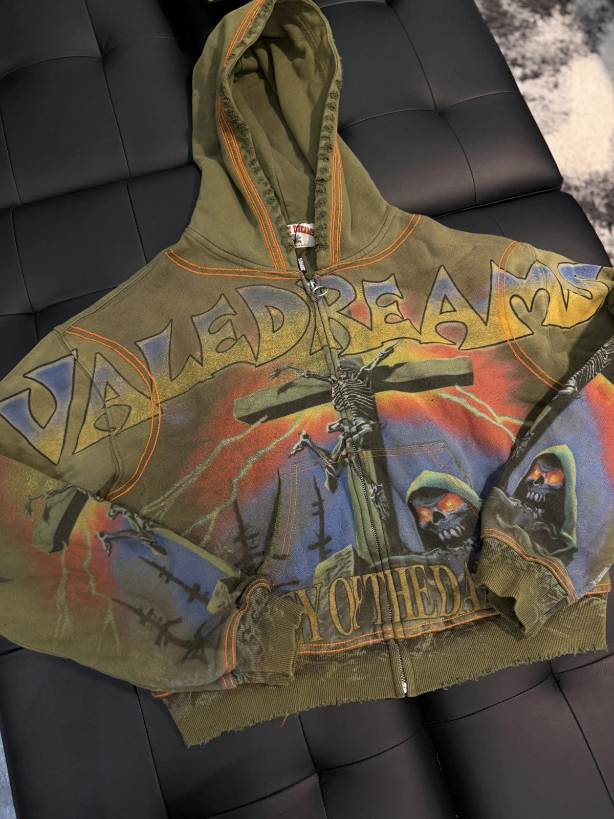 Vale Zip Up Hoodie Forever Cross Fire Green - Deadstockdenimla