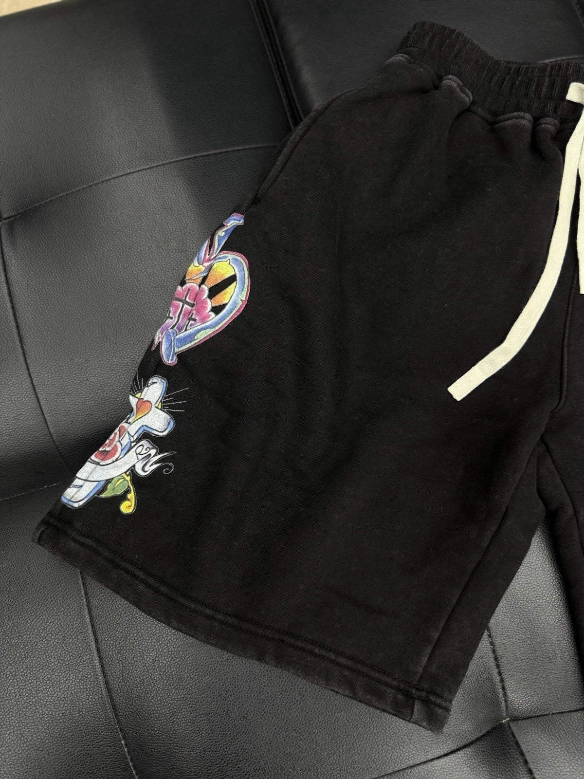 We Are Righteous Cotton Shorts Black - Deadstockdenimla