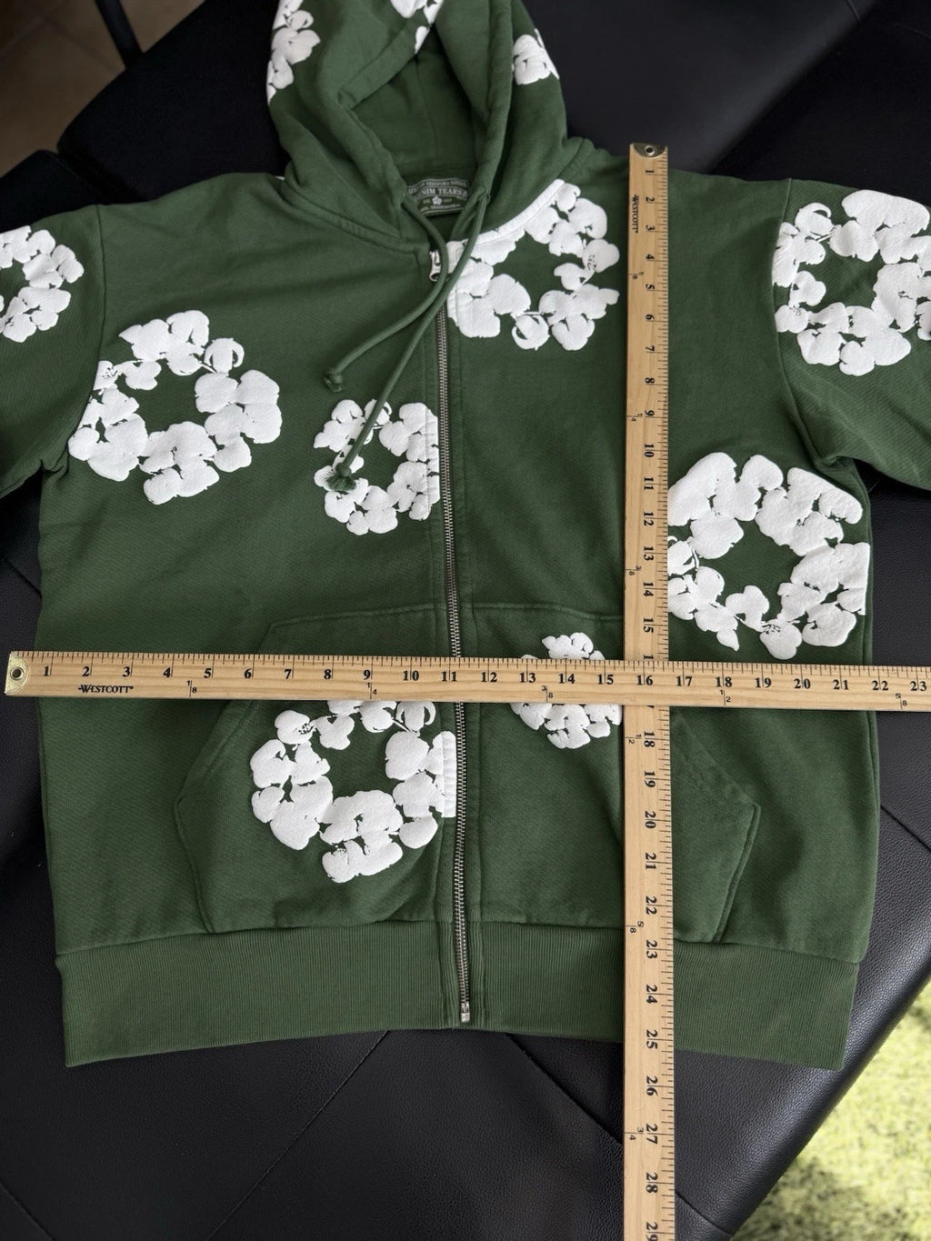 Denim Tears Cotton Wreath Green Zip Up Hoodie - Deadstockdenimla