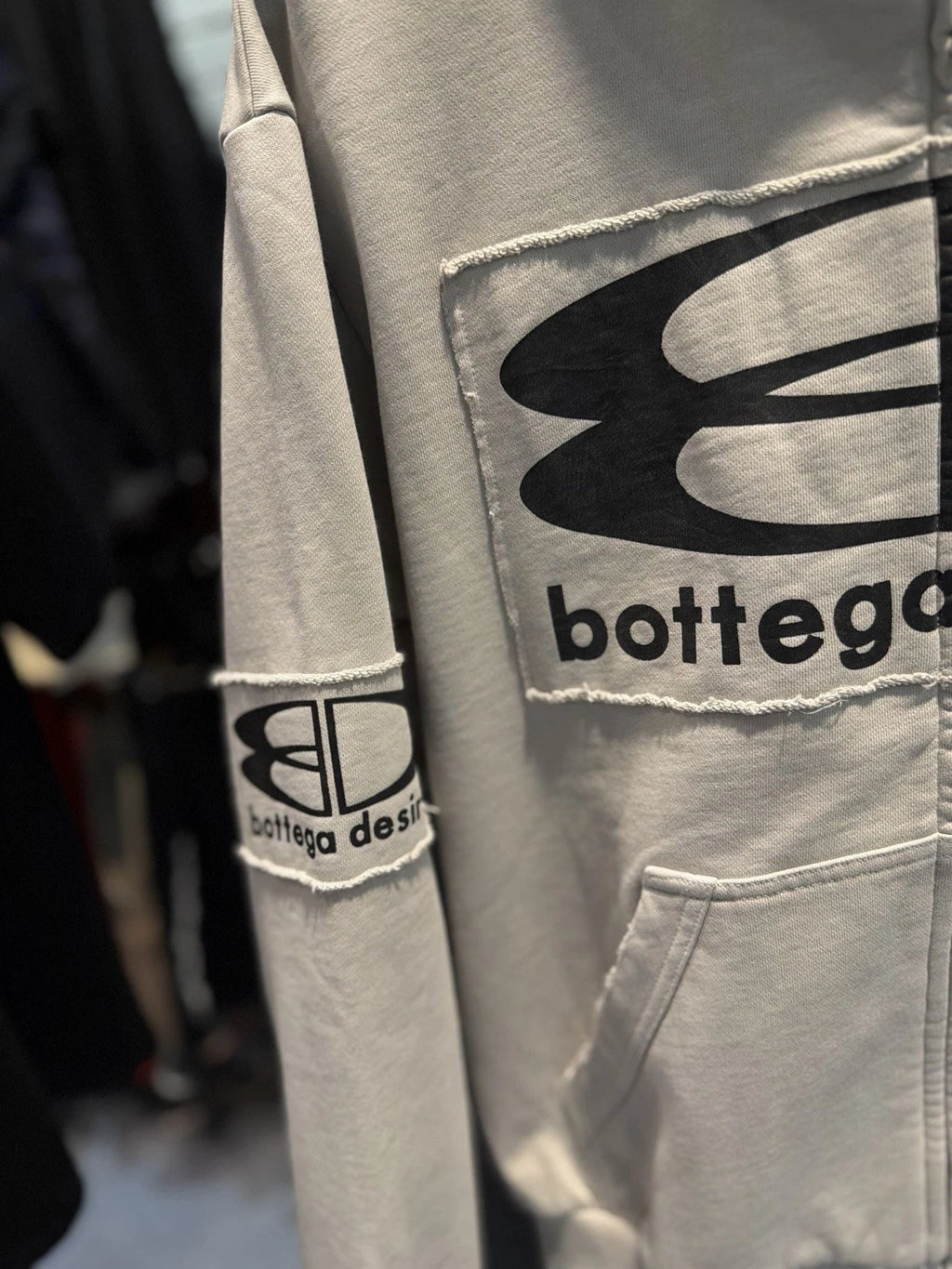 Bottega Desires Grey Zip-Up Hoodie - Deadstockdenimla