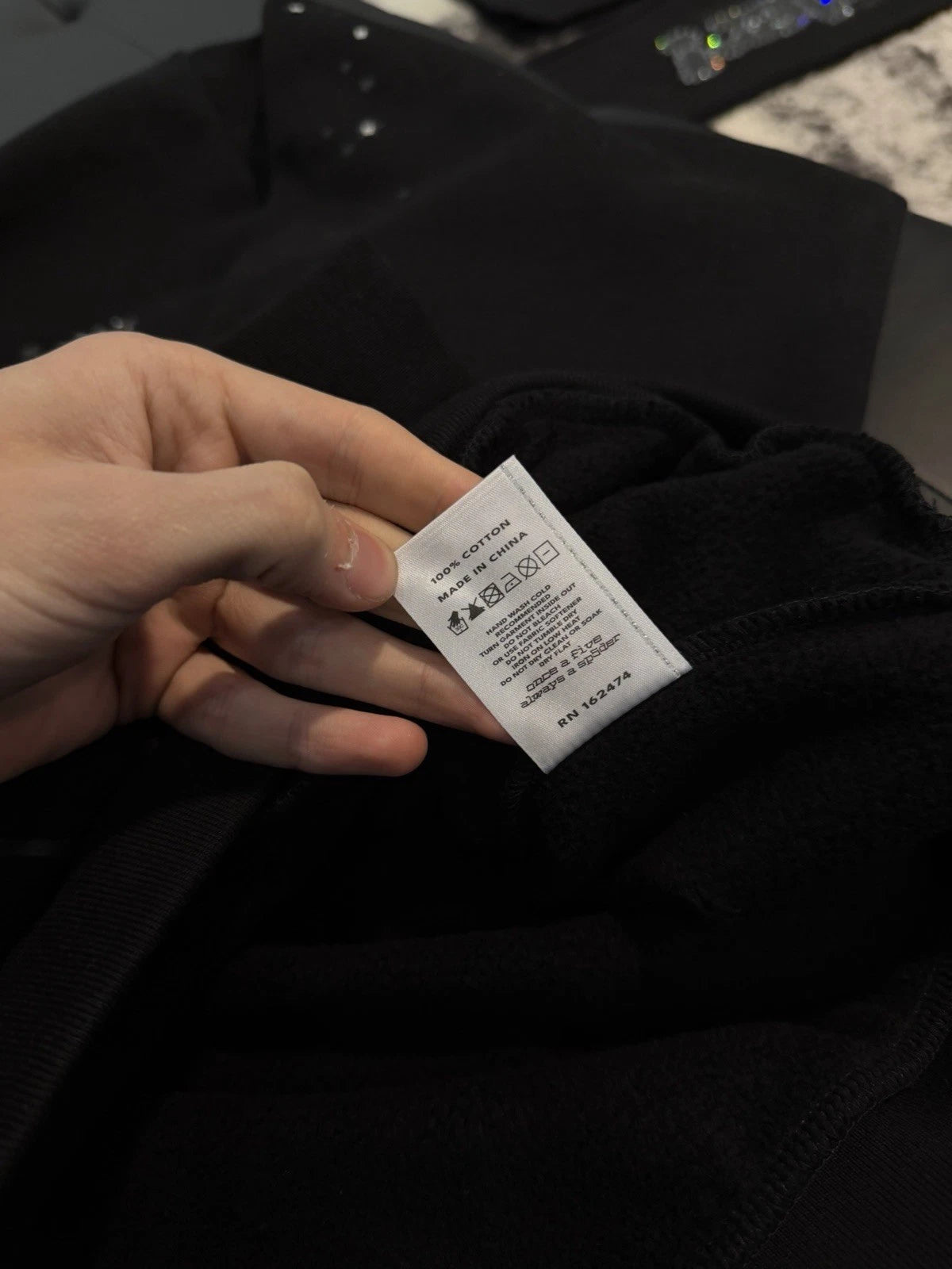 Sp5der Black VVS Stone Hoodie - Deadstockdenimla