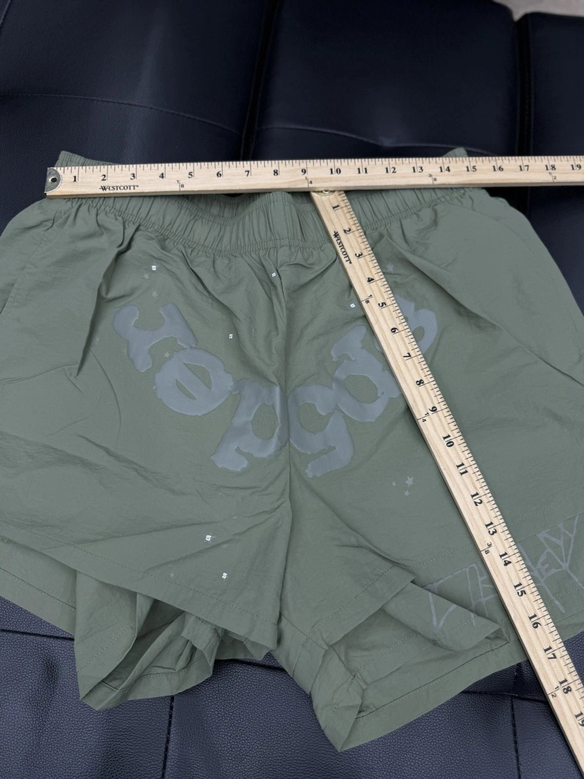 Sp5der Green OG Double Layer Shorts - Deadstockdenimla