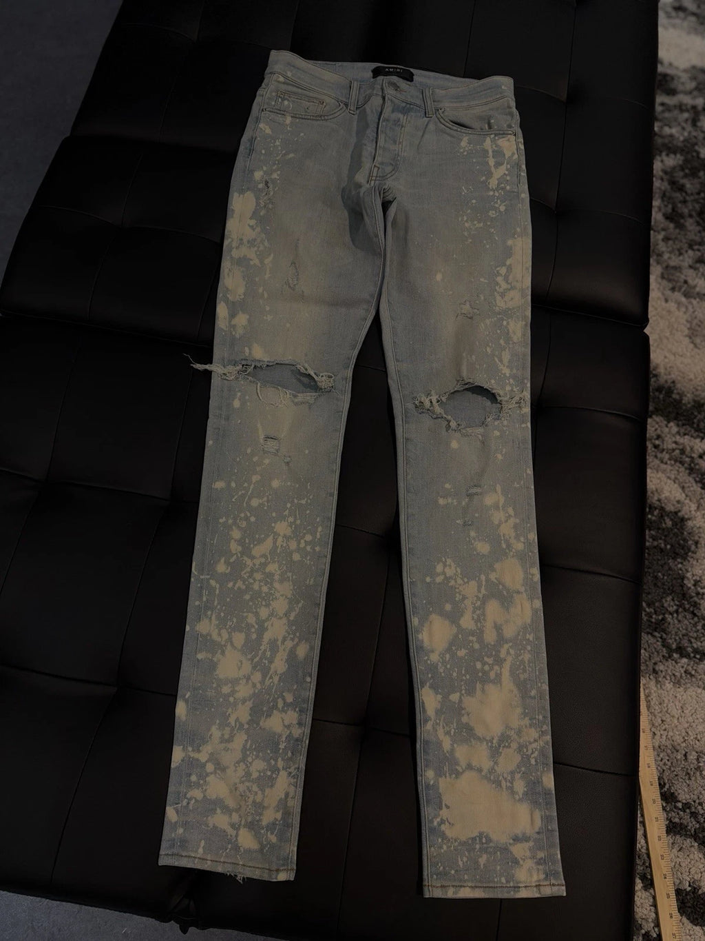 Amiri Blue White Splat Pants Jeans - Deadstockdenimla