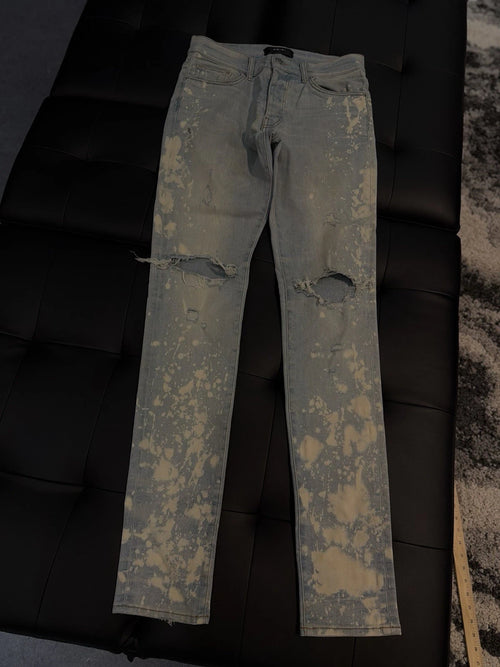 Amiri Blue White Splat Pants Jeans - Deadstockdenimla