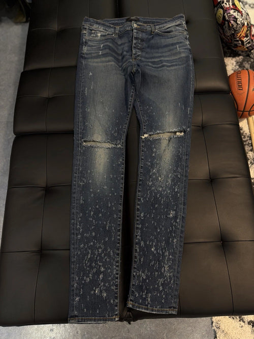 Amiri Blue Ripped Leg Jeans - Deadstockdenimla