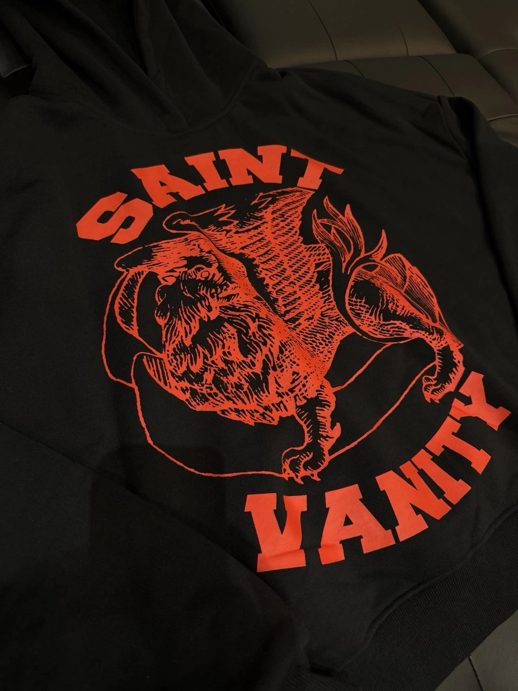 Saint Vanity Pullover Hoodie Black Red - Deadstockdenimla