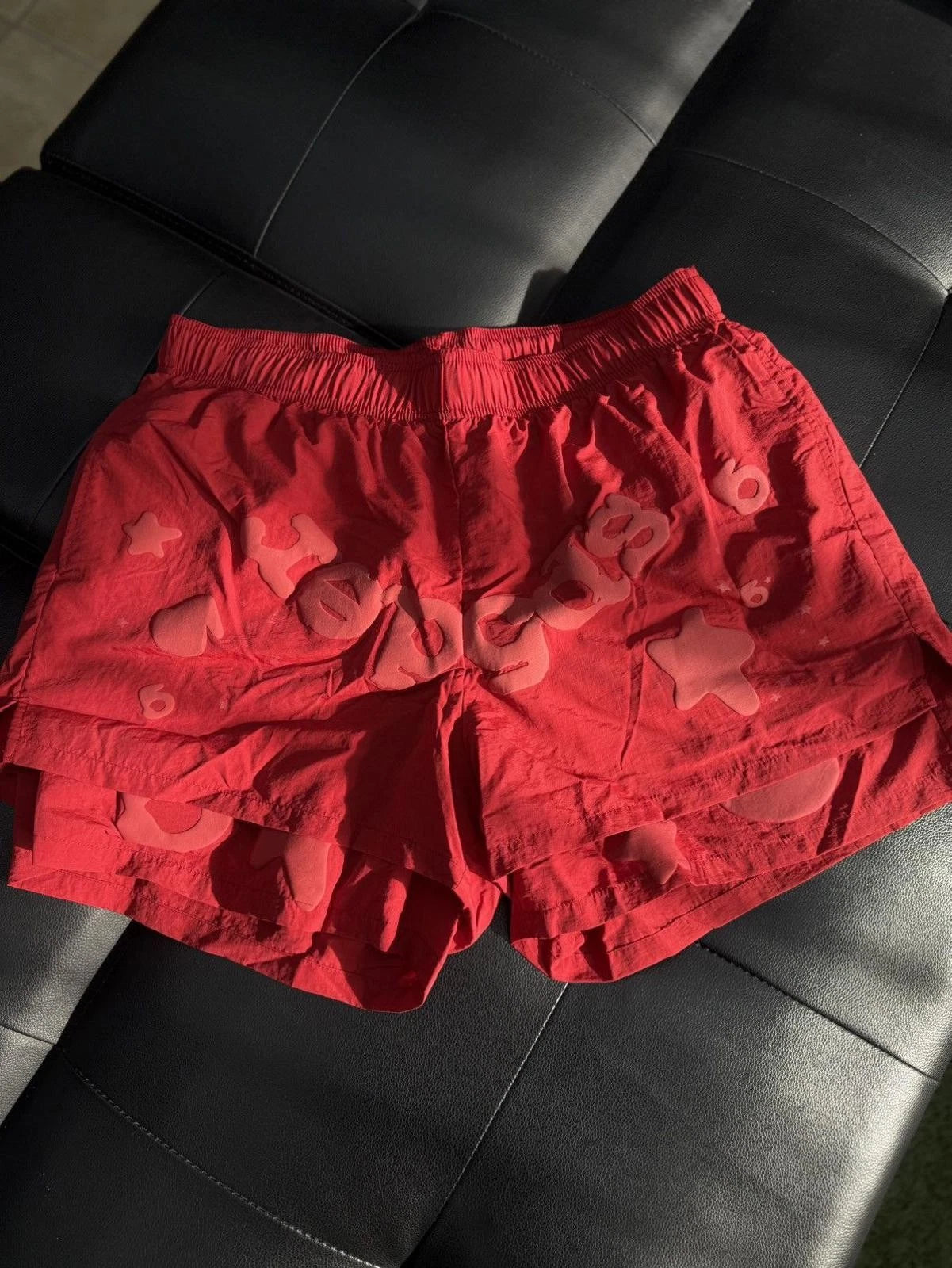 Sp5der Double Layer STAR Shorts Red - Deadstockdenimla