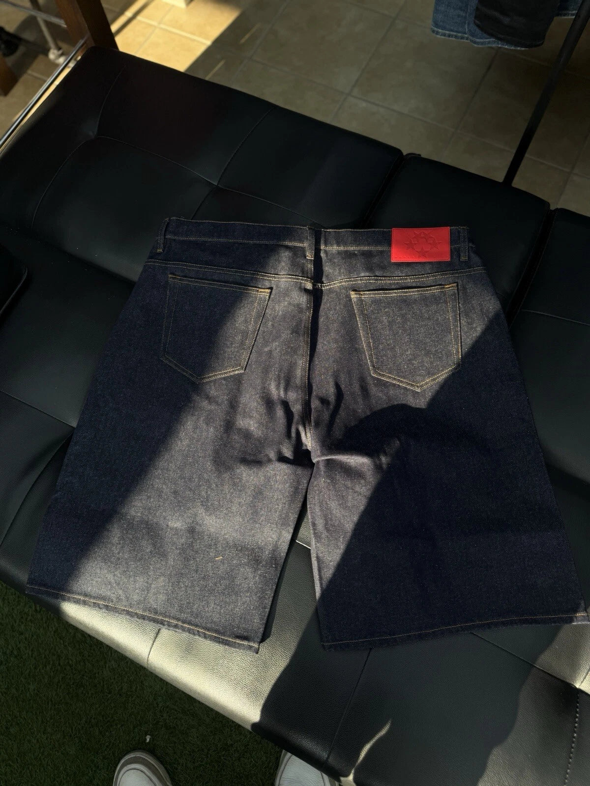 Sp5der OG Logo Denim Short - Deadstockdenimla