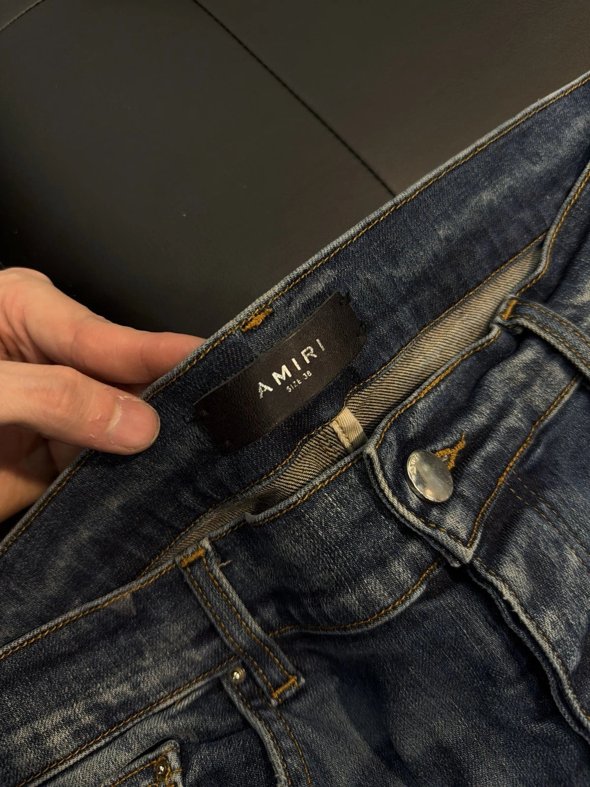 Amiri Blue Ripped Leg Jeans - Deadstockdenimla
