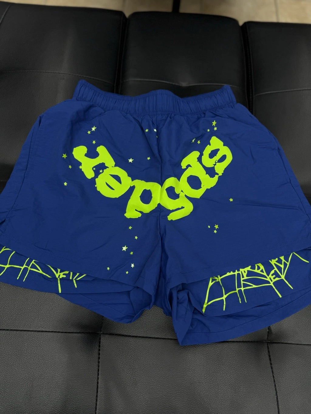 Sp5der Blue OG Double Layer Shorts - Deadstockdenimla