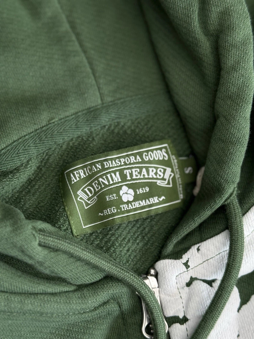 Denim Tears Cotton Wreath Green Zip Up Hoodie - Deadstockdenimla