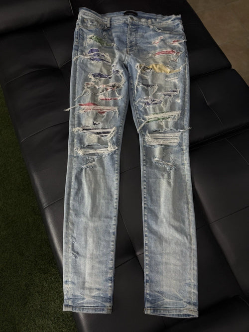 Amiri Jeans Blue Colorful - Deadstockdenimla