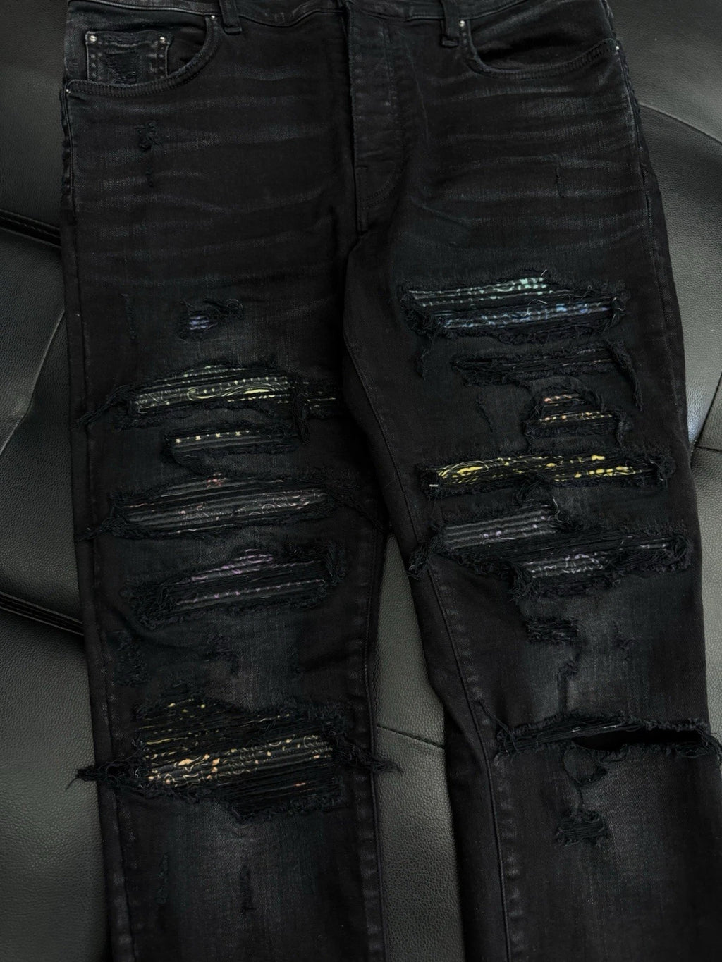 Amiri Black MX1 Color Patch Logo Jeans - Deadstockdenimla