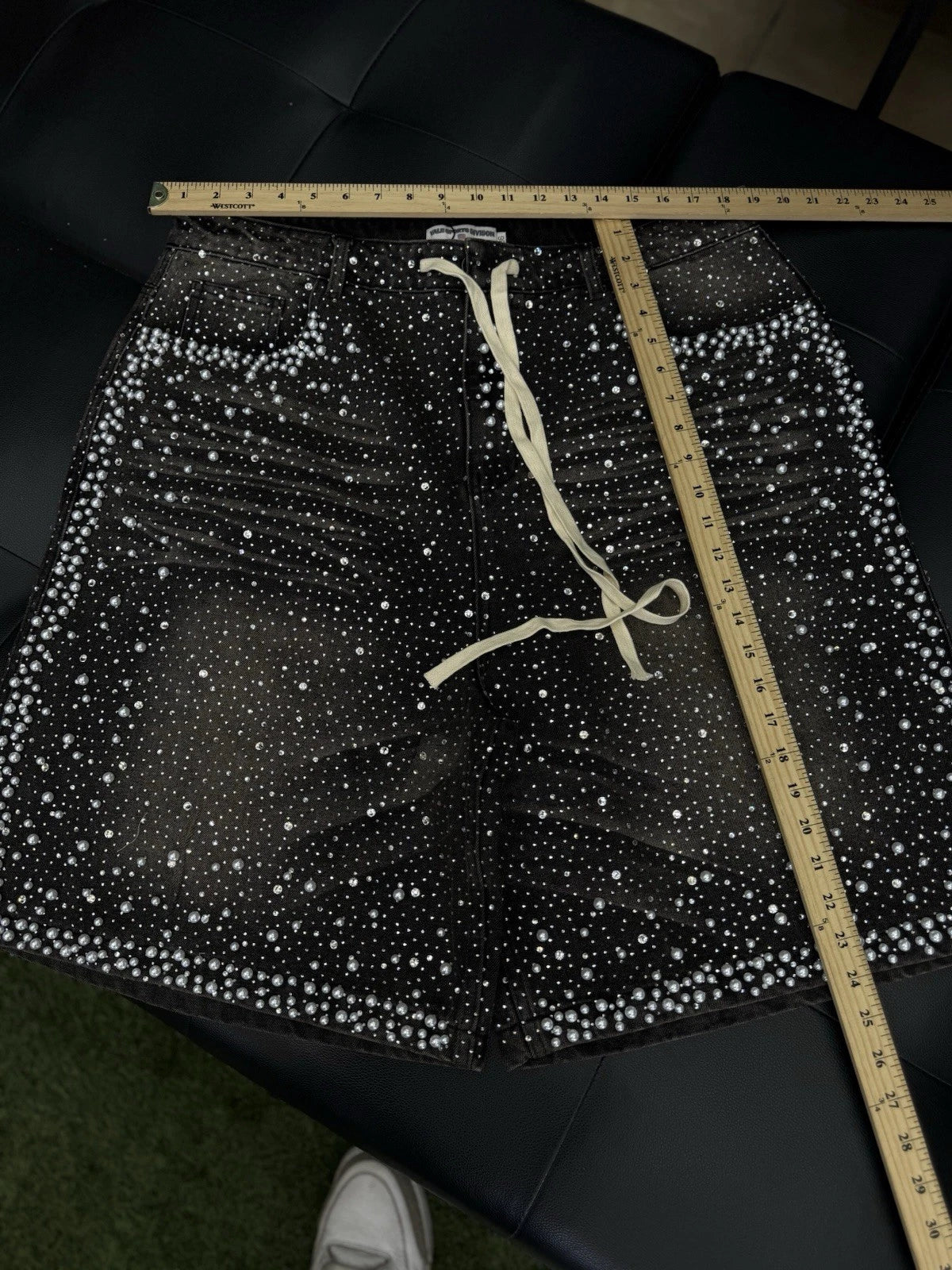 Vale Lives Forever Rainstorm Demin Jorts Shorts Rhinestone