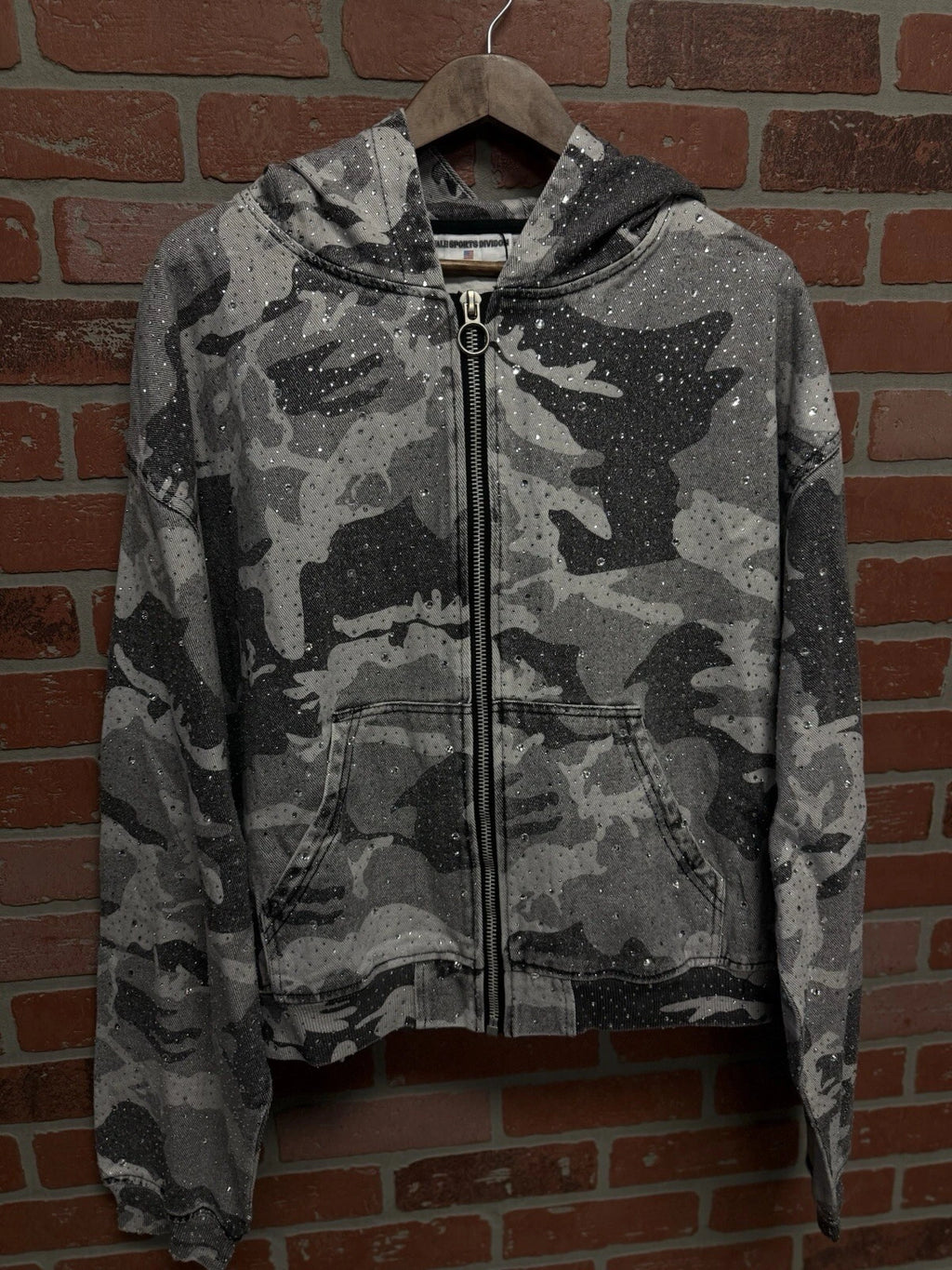 Vale Crystal Stone All Over Hoodie White Camo - Deadstockdenimla