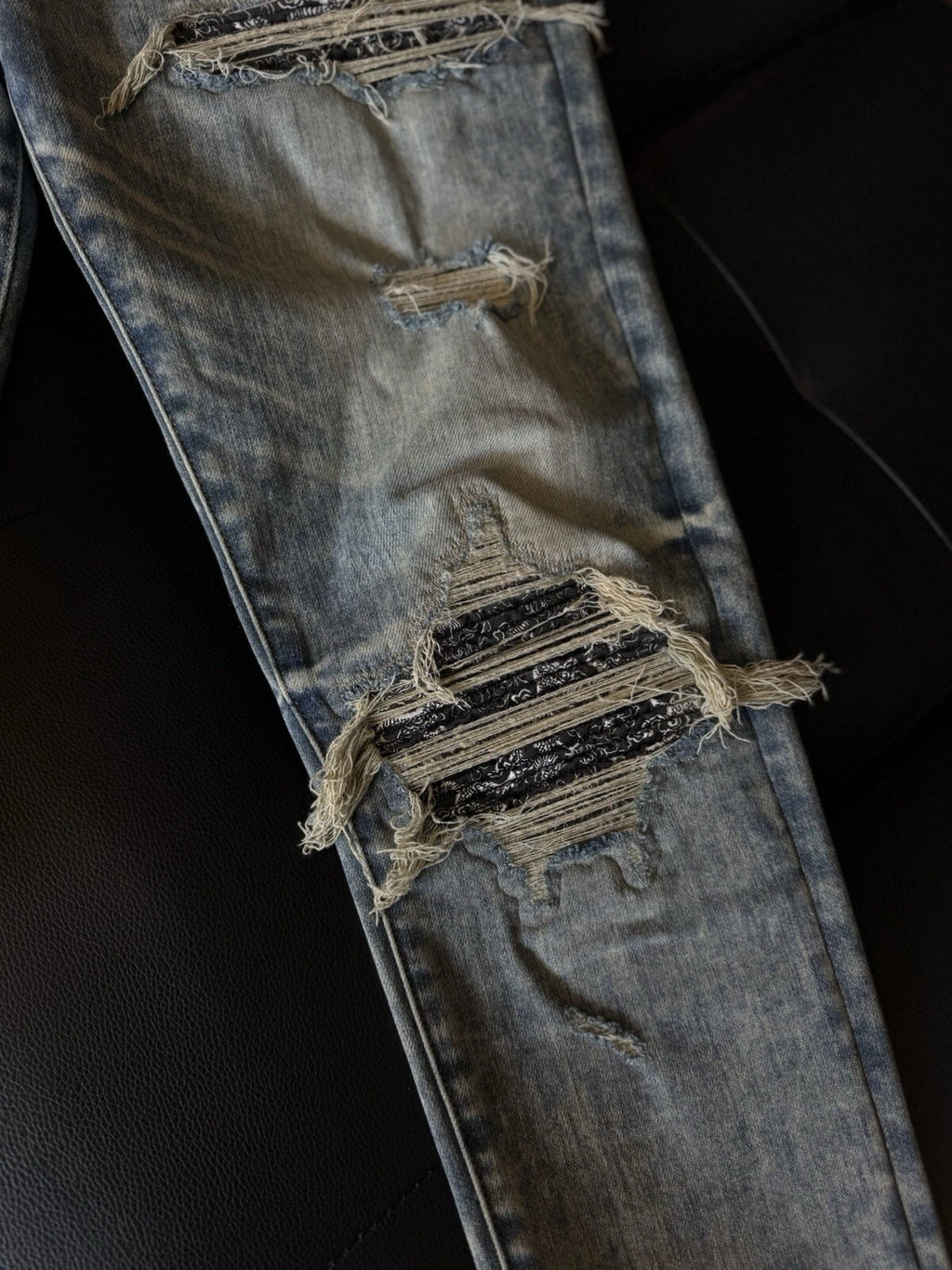 Amiri Jeans Blue MX1 Black Bandanna - Deadstockdenimla