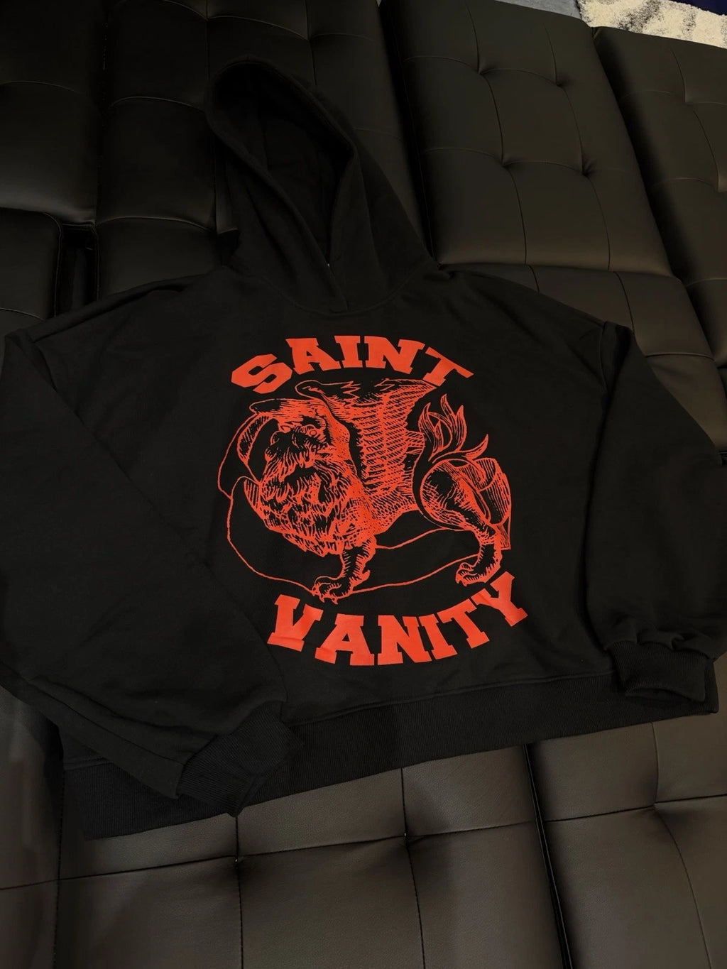Saint Vanity Pullover Hoodie Black Red - Deadstockdenimla