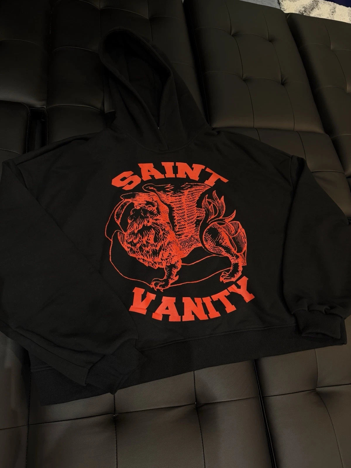 Saint Vanity Pullover Hoodie Black Red - Deadstockdenimla