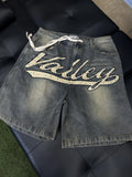 Vale Lives Forever Skittles Demin Jorts Shorts Rhinestone - Deadstockdenimla