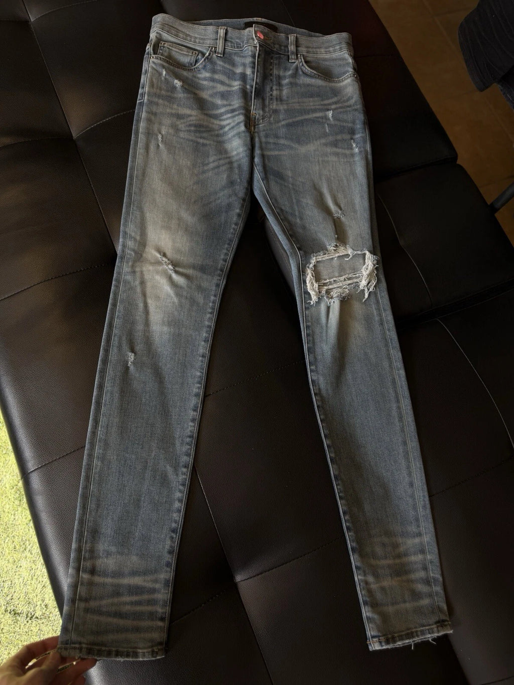 Amiri Jeans Blue Glitter Shiny Knee - Deadstockdenimla