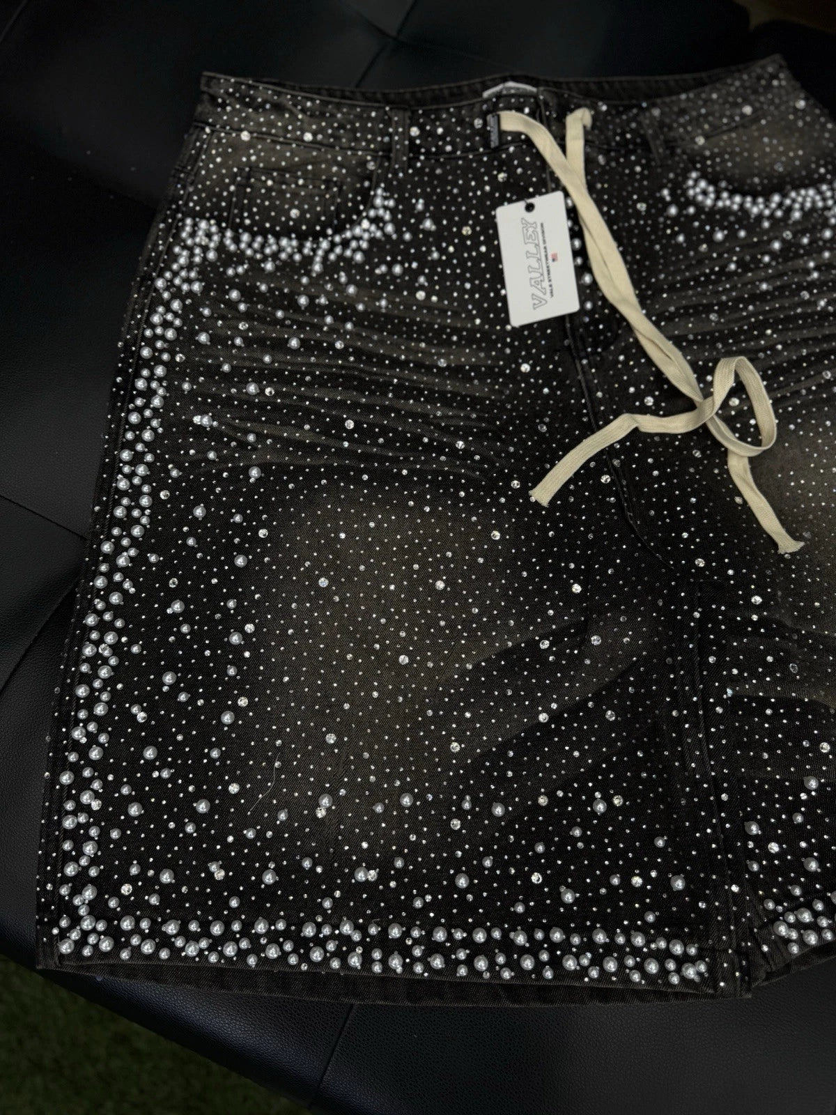 Vale Lives Forever Rainstorm Demin Jorts Shorts Rhinestone