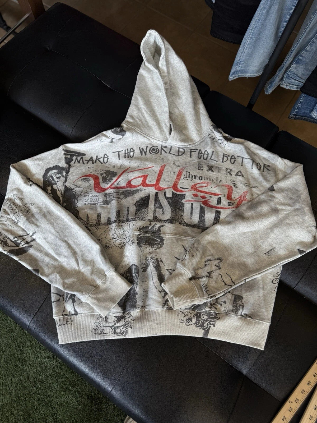 Vale Mural Pull Over Hoodie Grey - Deadstockdenimla