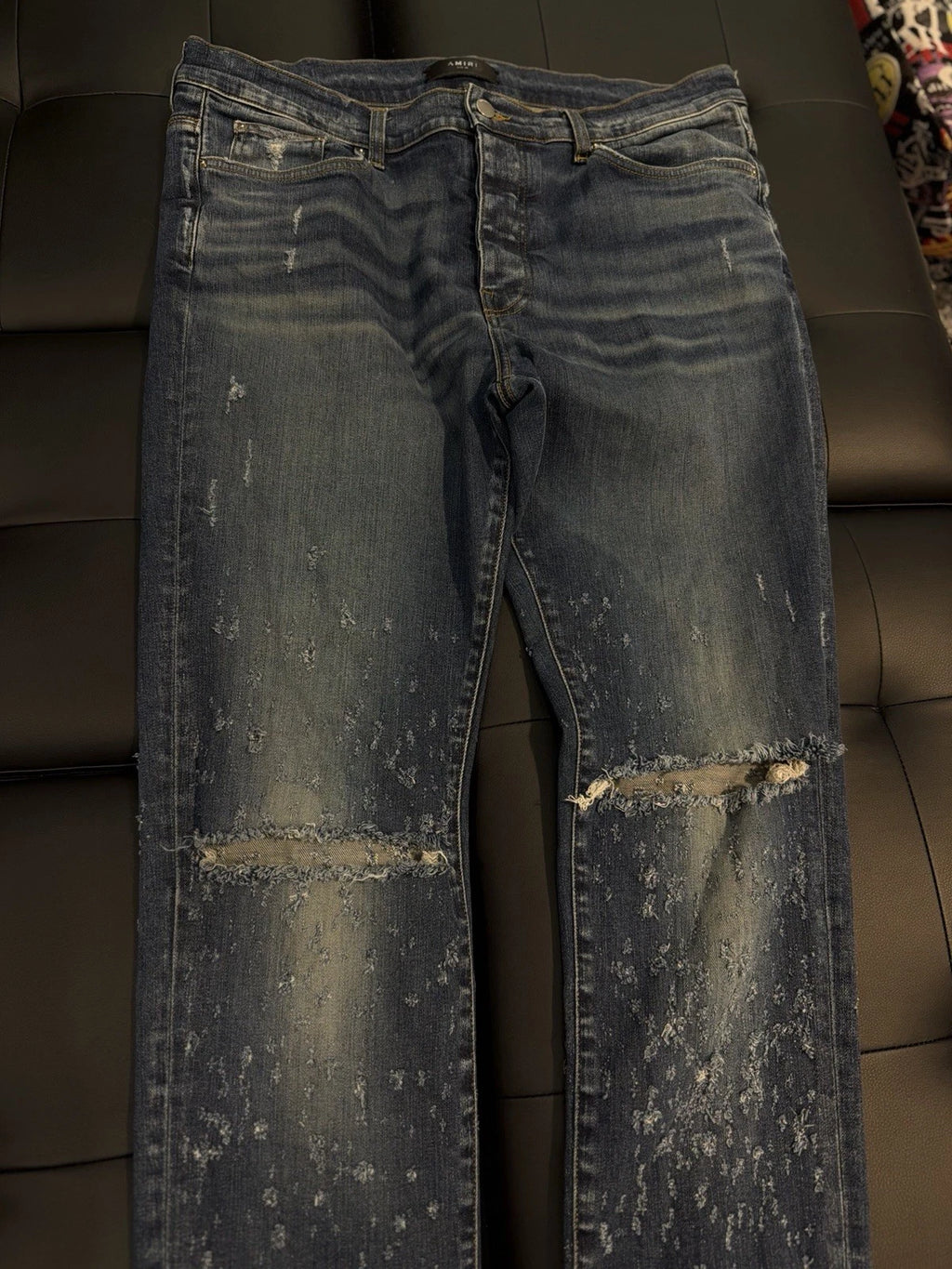 Amiri Blue Ripped Leg Jeans - Deadstockdenimla
