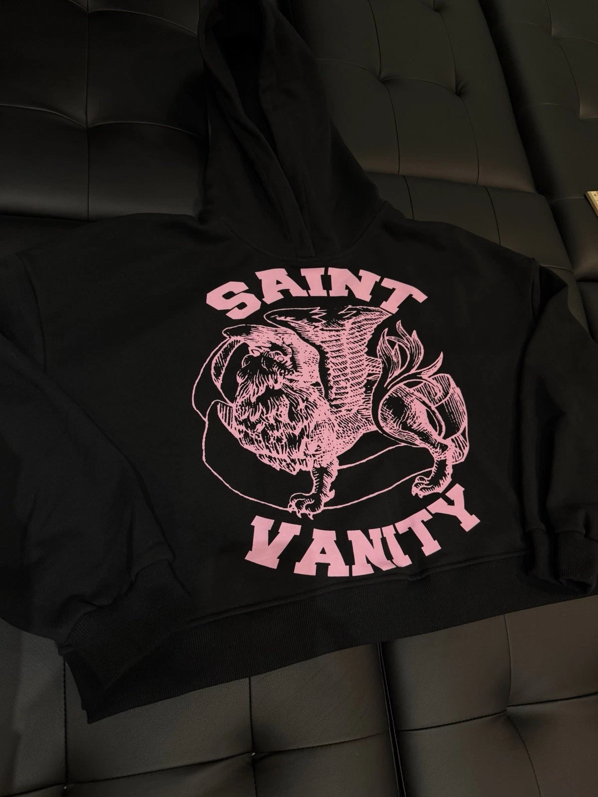 Saint Vanity Pullover Hoodie Pink Black - Deadstockdenimla