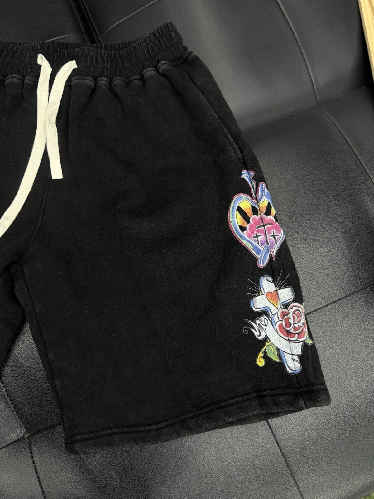 We Are Righteous Cotton Shorts Black - Deadstockdenimla