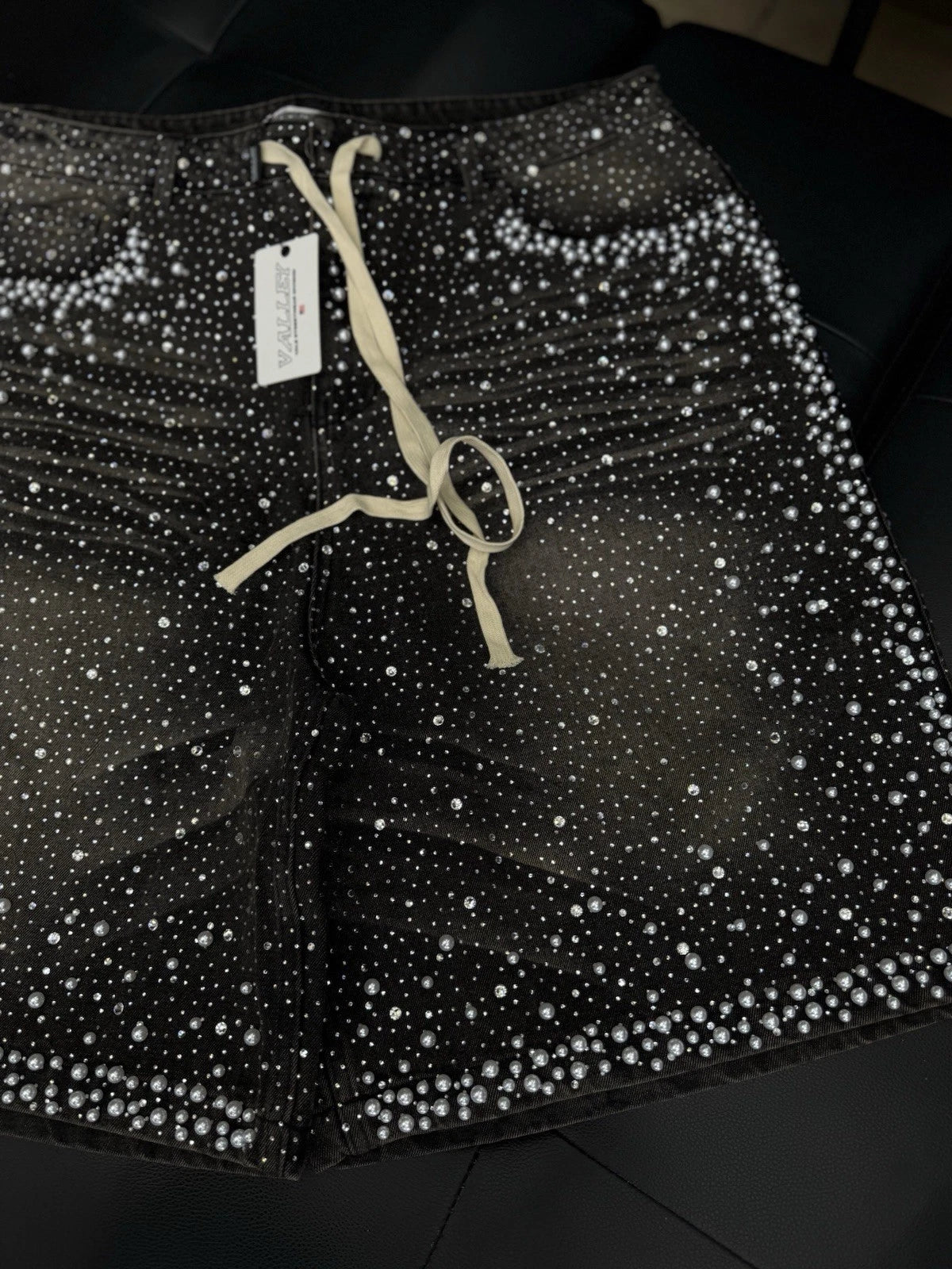 Vale Lives Forever Rainstorm Demin Jorts Shorts Rhinestone