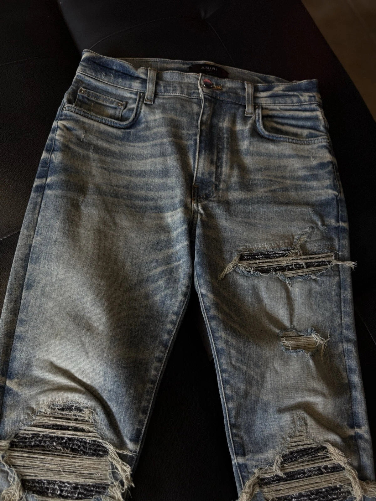 Amiri Jeans Blue MX1 Black Bandanna - Deadstockdenimla