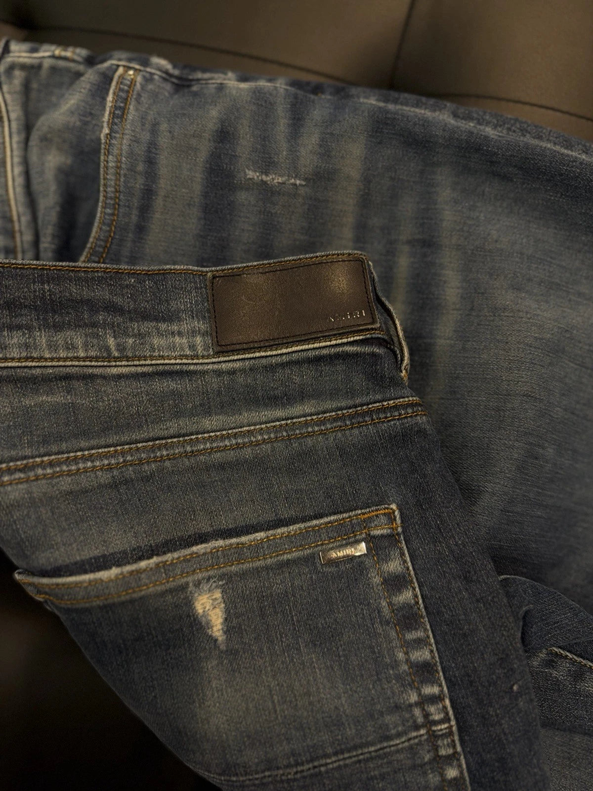 Amiri Blue Ripped Leg Jeans - Deadstockdenimla