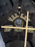 Vale Zip Up Black Stone Studded Hoodie - Deadstockdenimla