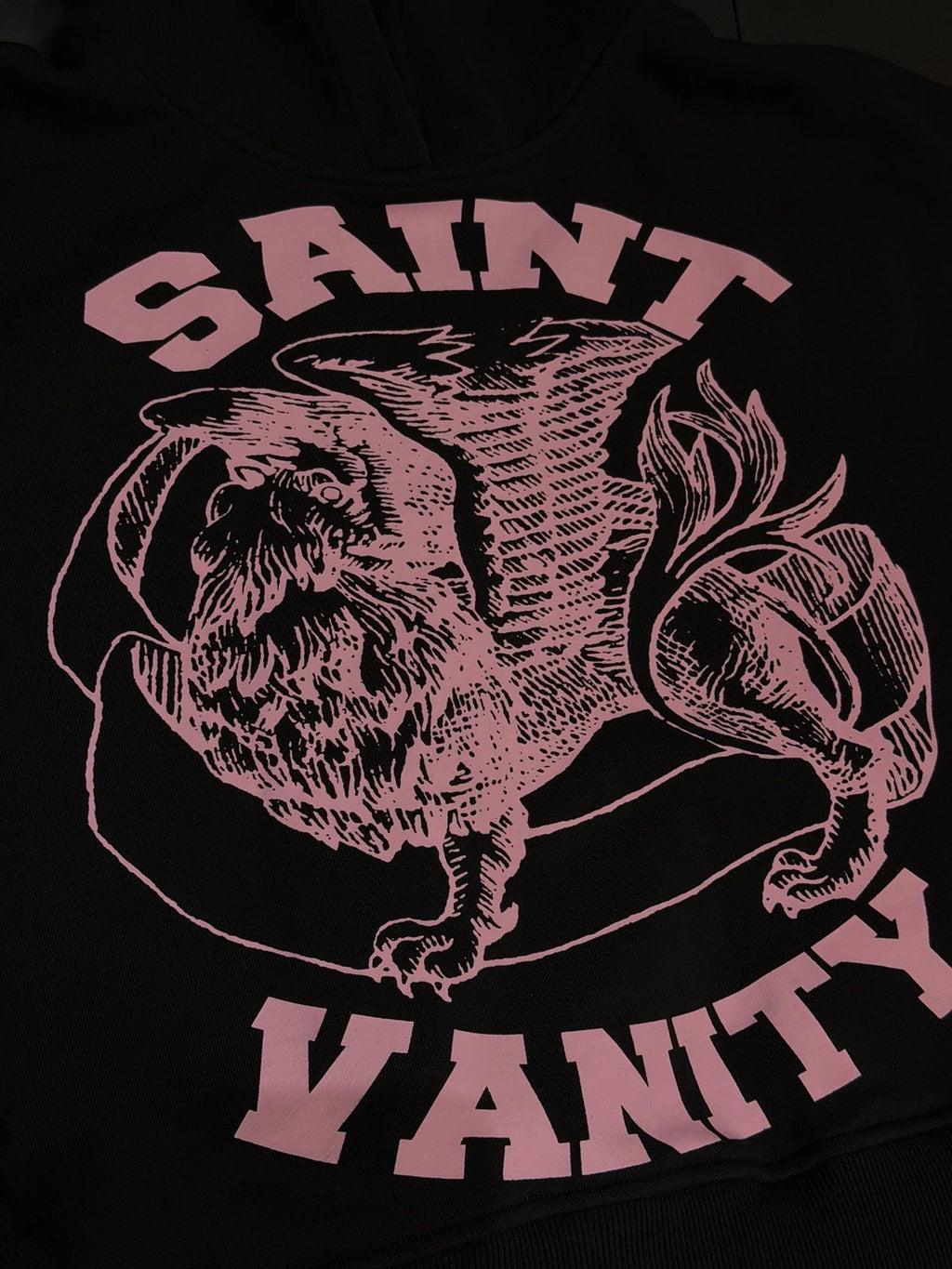 Saint Vanity Pullover Hoodie Pink Black - Deadstockdenimla