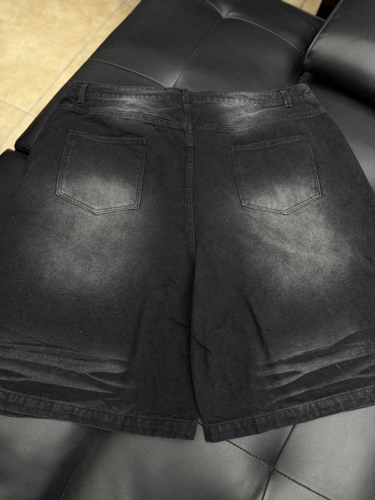 Valley Black Denim Patchwork Shorts - Deadstockdenimla