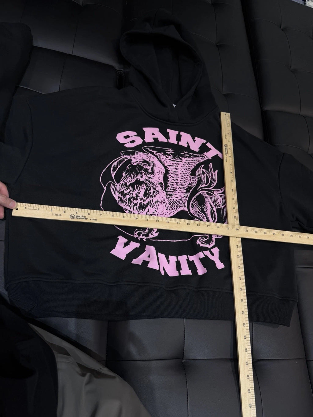 Saint Vanity Pullover Hoodie Pink Black - Deadstockdenimla