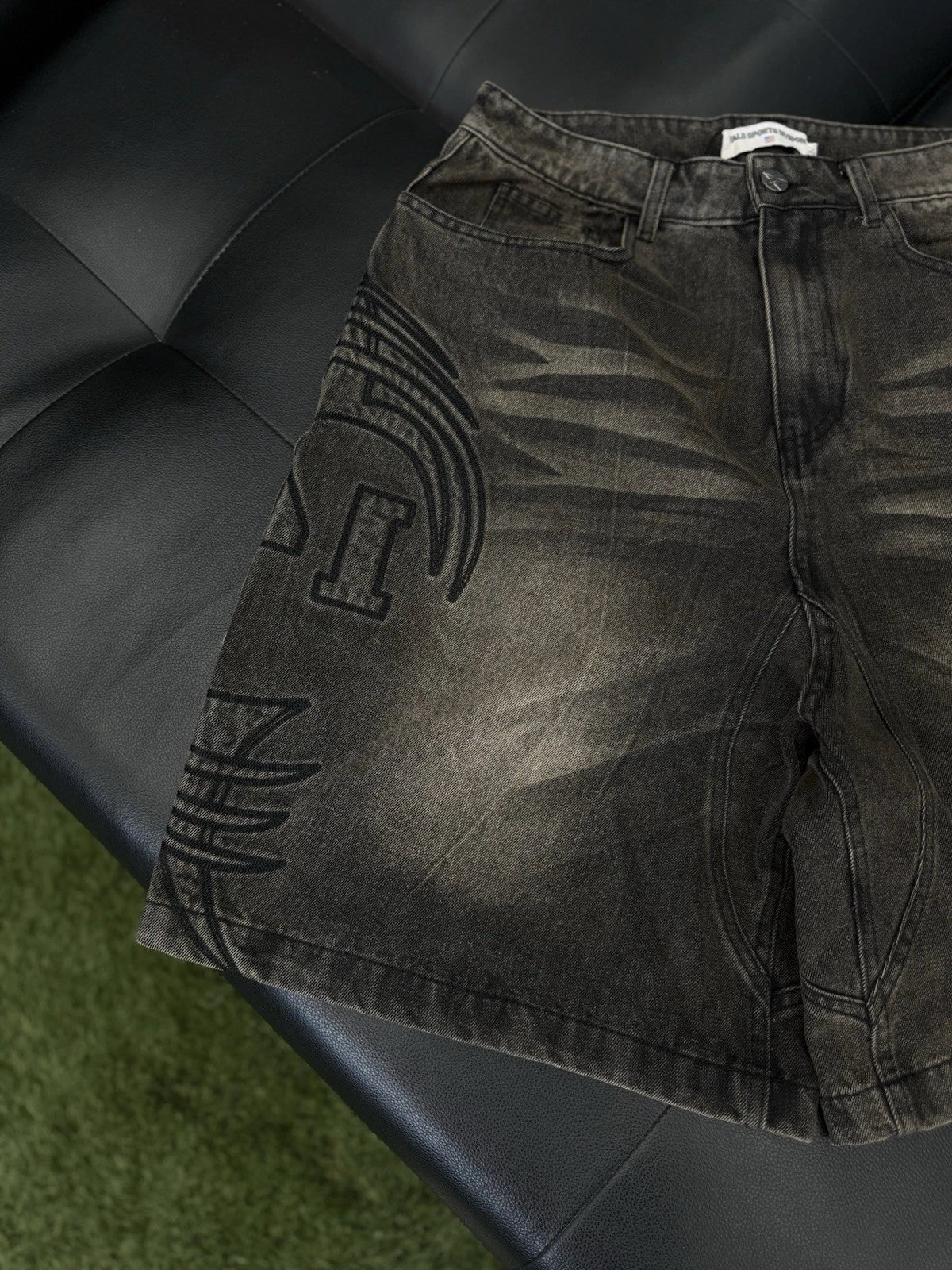 Vale Lives Forever Denim Jorts Shorts Black - Deadstockdenimla