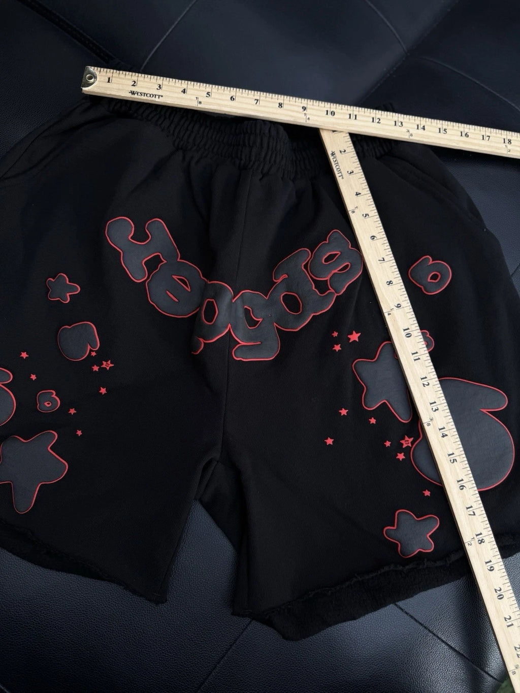 Sp5der OG Web V2 Phantom Sweat shorts Black/Red - Deadstockdenimla