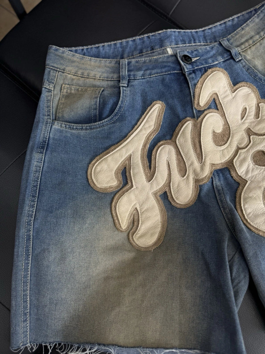 F**K EM Denim Shorts Patchwork - Deadstockdenimla