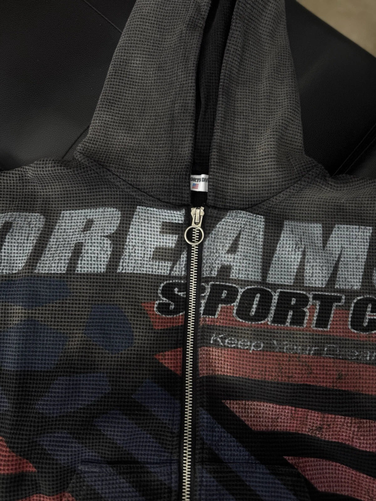 Vale Black Zip Up Hoodie Thermal - Deadstockdenimla