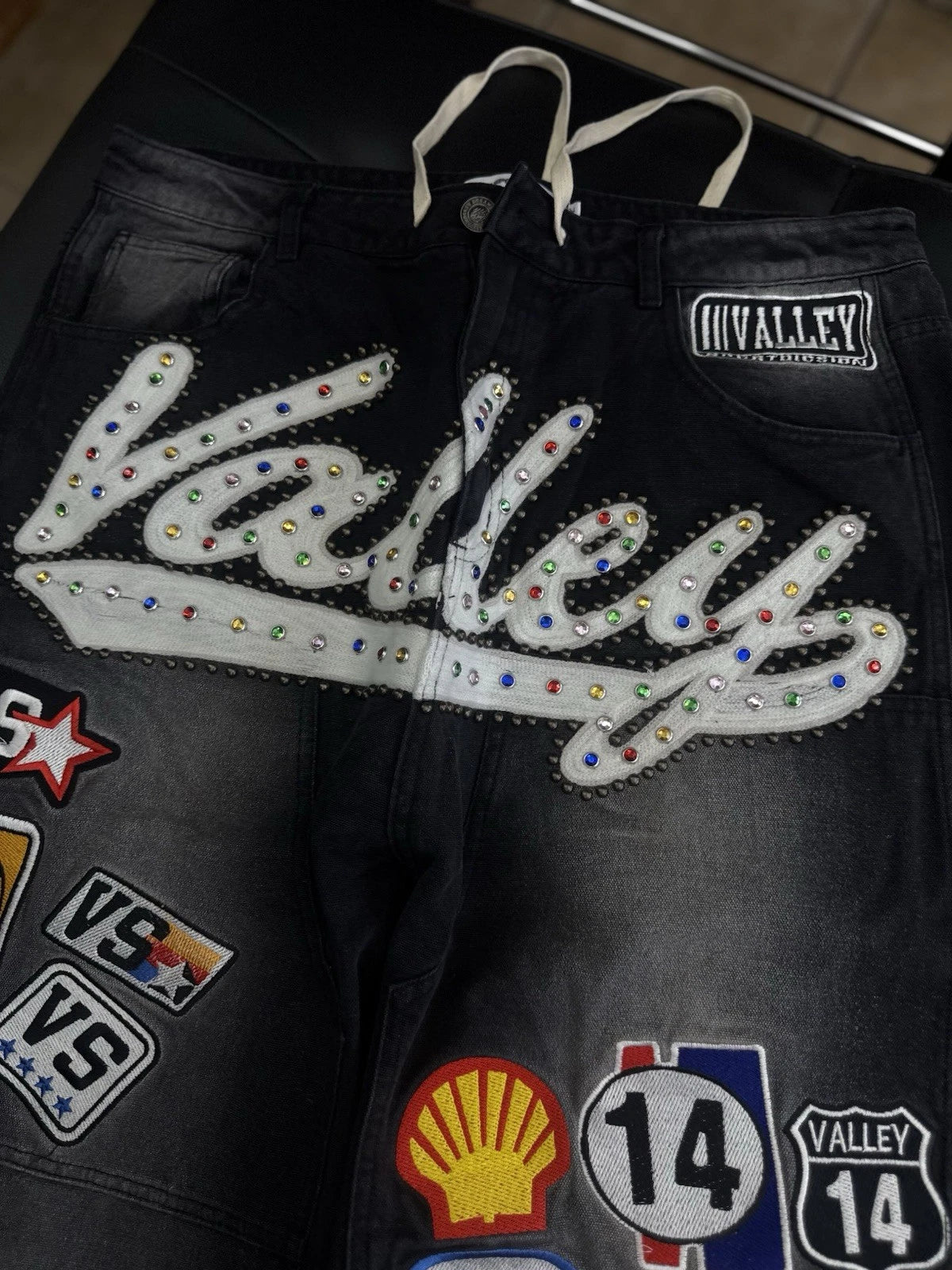Valley Baggy Patchwork Denim Black Jeans - Deadstockdenimla