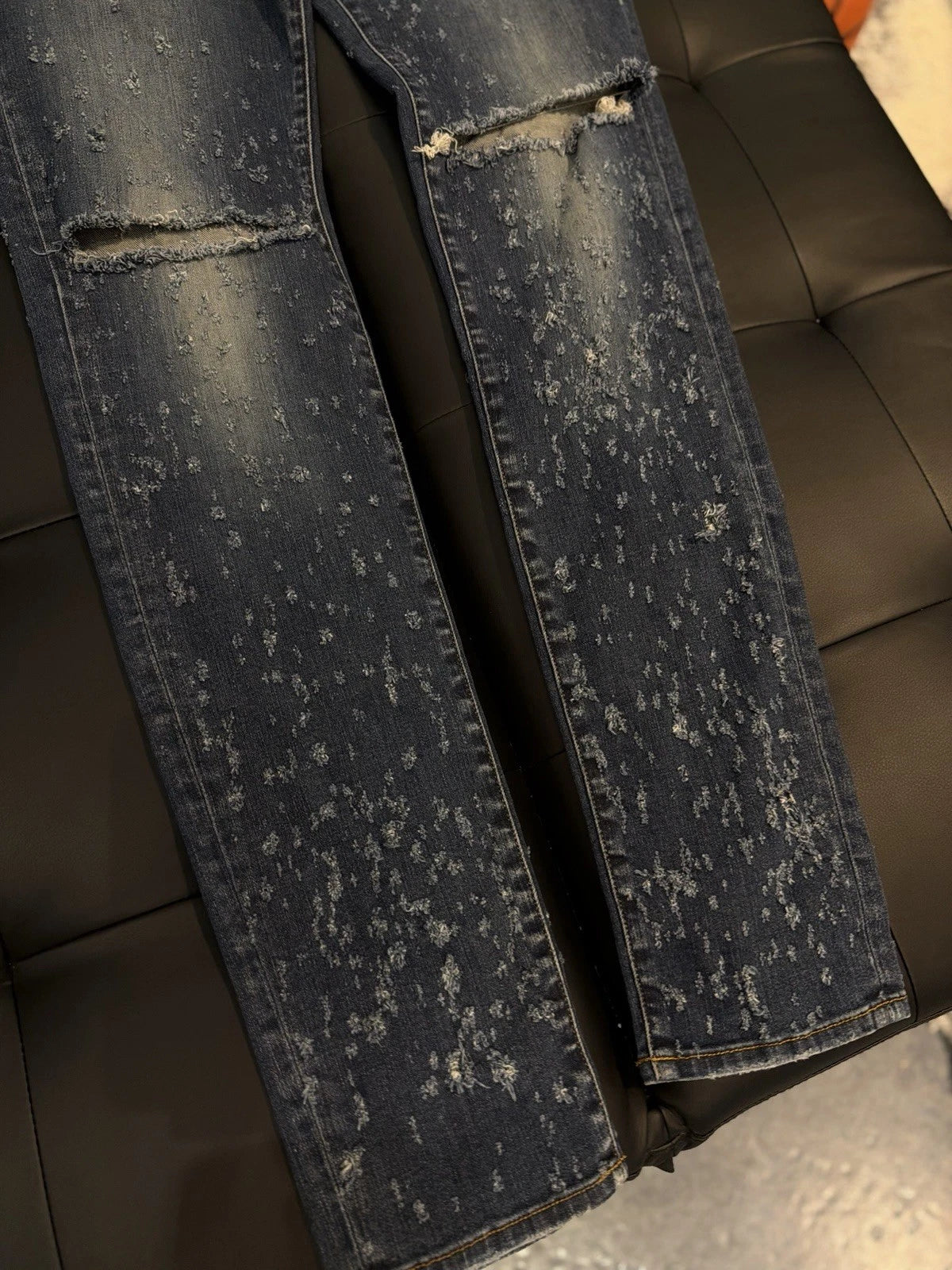 Amiri Blue Ripped Leg Jeans - Deadstockdenimla