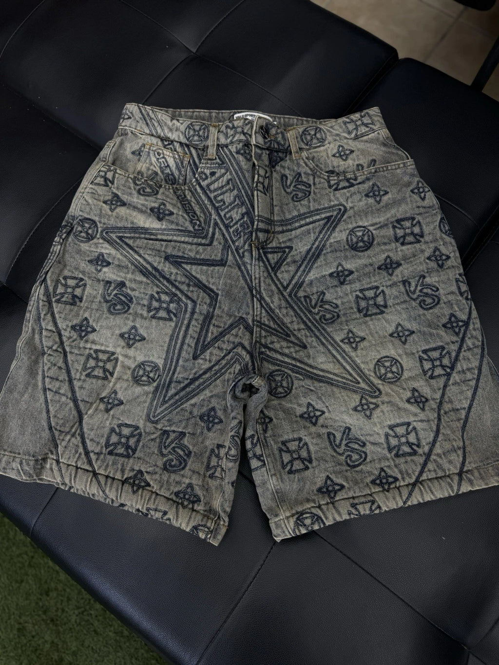 Vale Lives Forever Denim Jorts Shorts Blue Star Logo - Deadstockdenimla