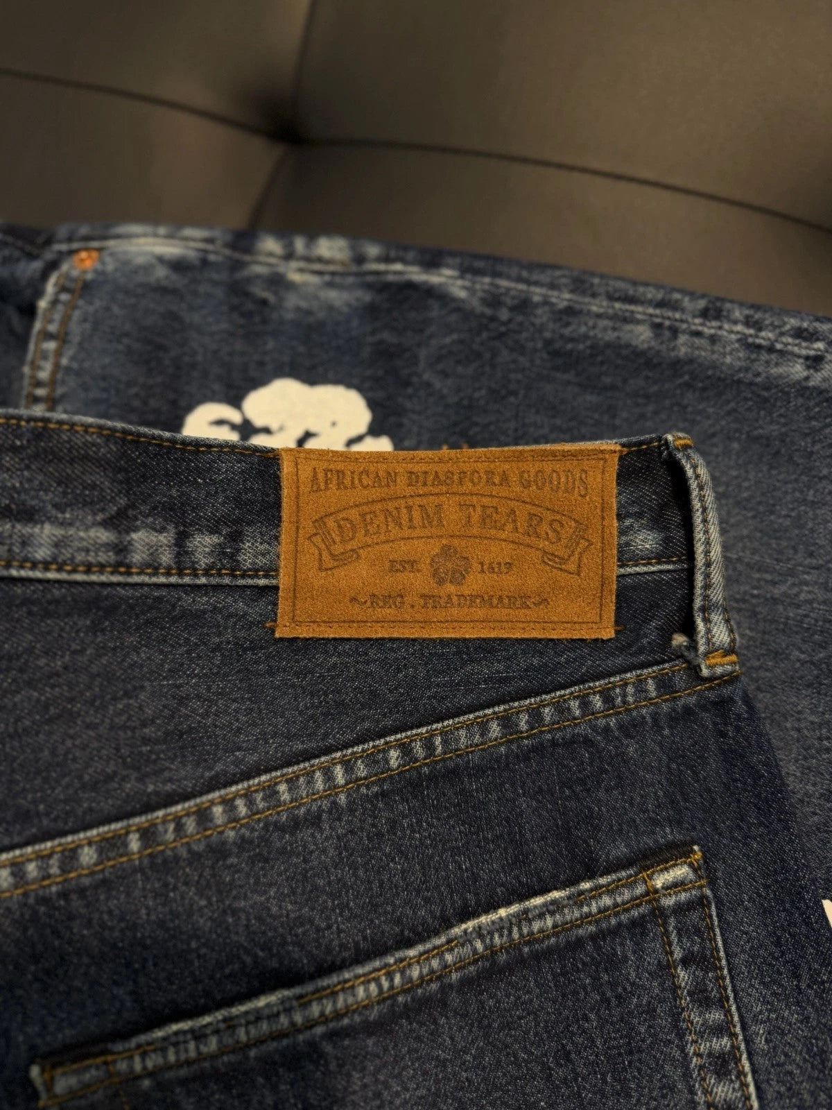 Denim Tears Light Washed Blue Cotton Wreath Jeans - Deadstockdenimla