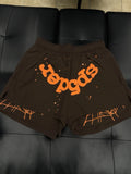 Sp5der Brown/Orange OG Double Layer Shorts - Deadstockdenimla