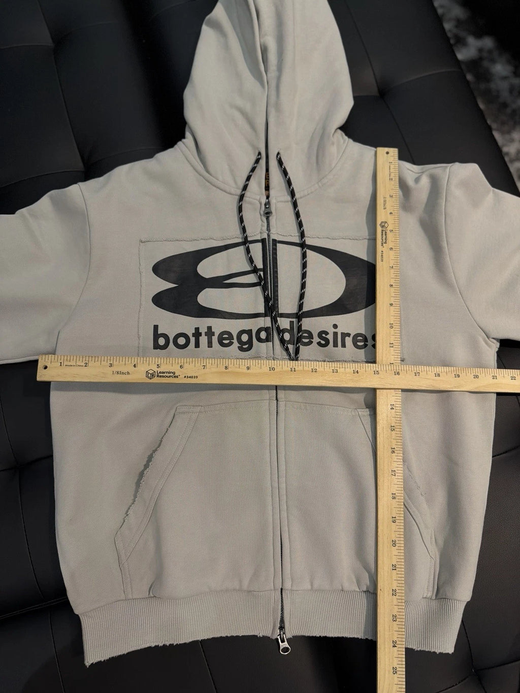Bottega Desires Grey Zip-Up Hoodie - Deadstockdenimla