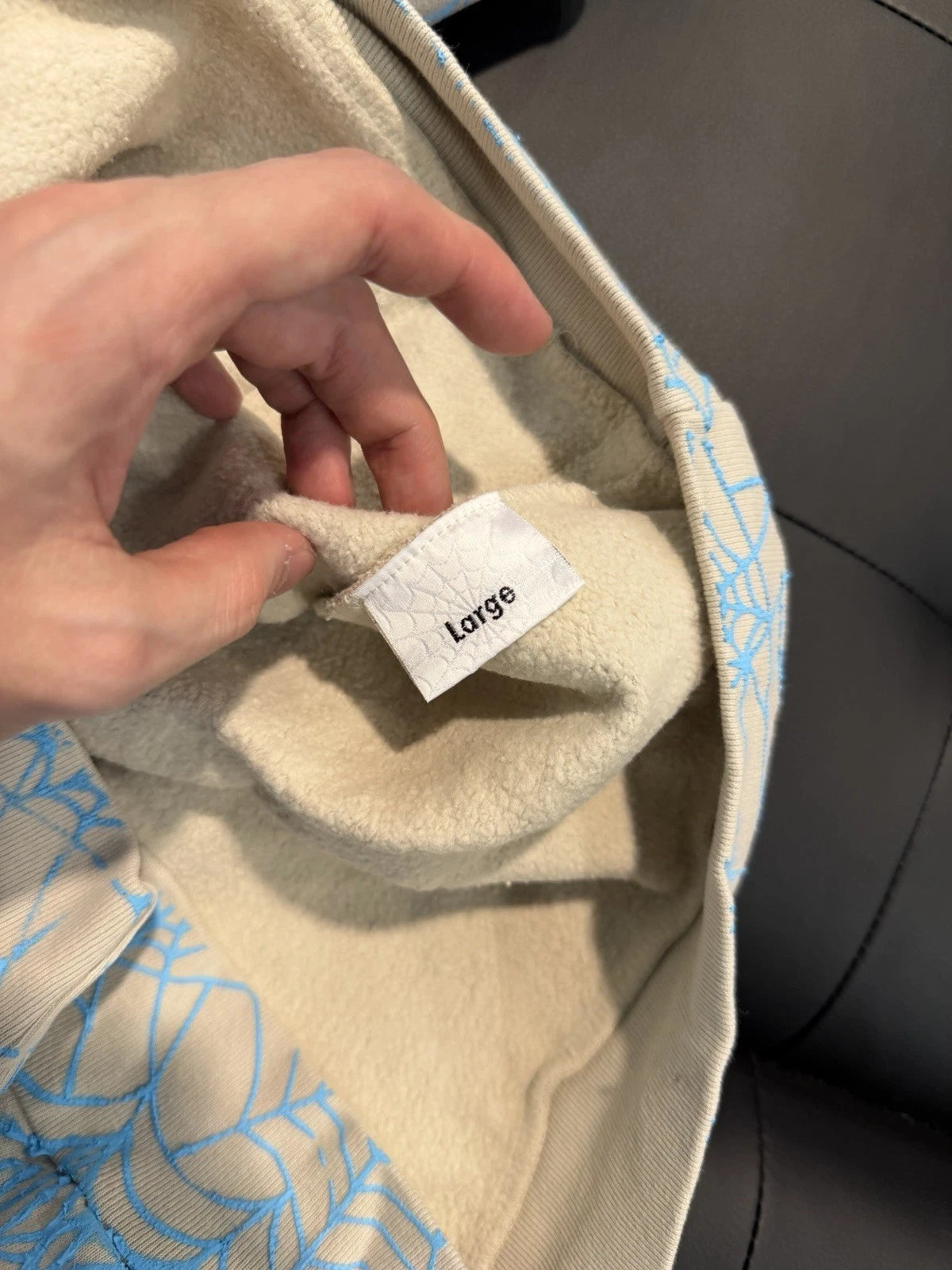 Sp5der Worldwide Blue AOP WEB Hoodie - Deadstockdenimla