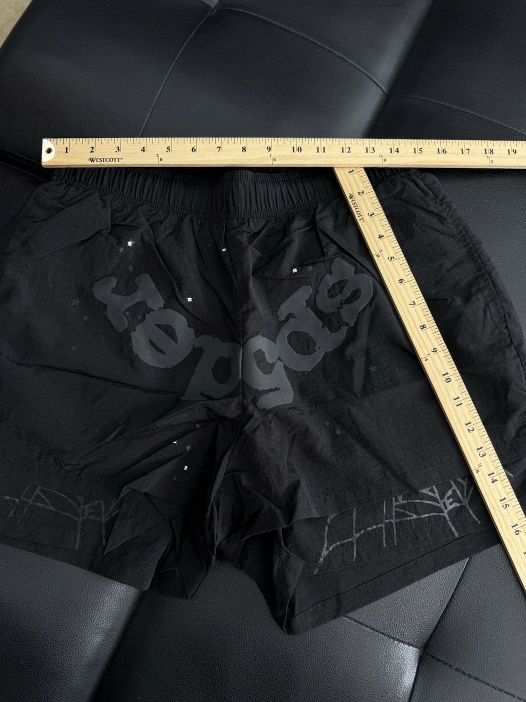 Sp5der Black OG Double Layer Shorts - Deadstockdenimla