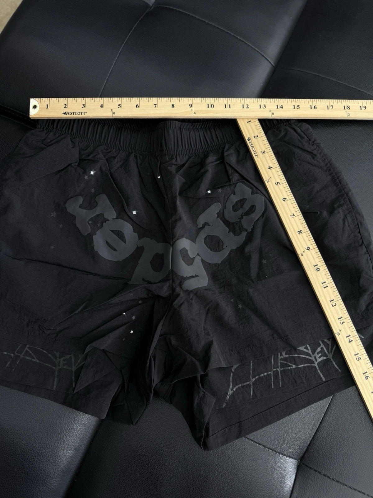 Sp5der Black OG Double Layer Shorts - Deadstockdenimla